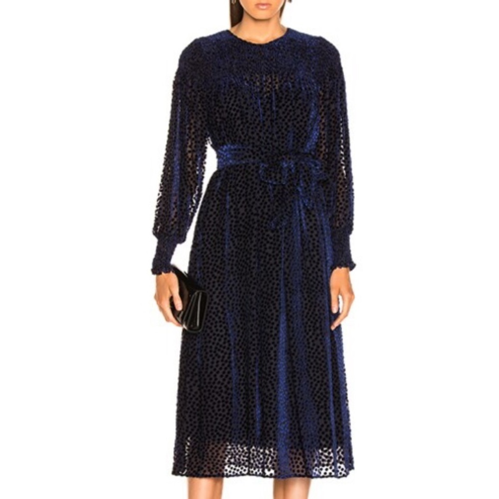 The GREAT. Navy Blue The Merry Dress XS NWT